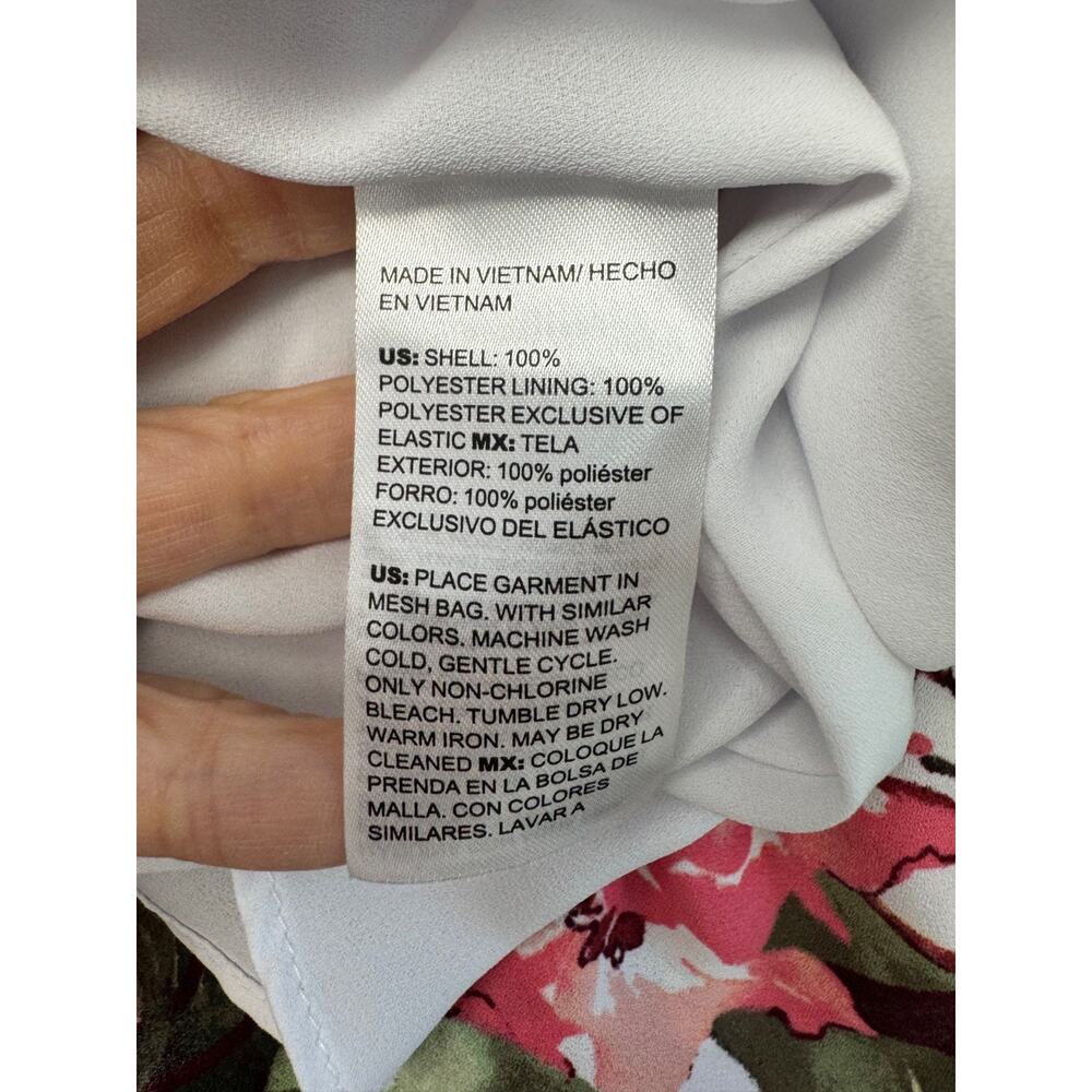 Chico’s Maui Alabaster Floral Dress Sz. Chicos 2 Women's 12 Bell Sleeve Smocked - Picture 10 of 15